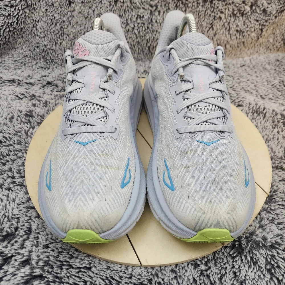 Hoka One One Clifton 9 Athletic Running Blue Pink Sneaker Women's Size 8.5 B - Picture 3 of 9